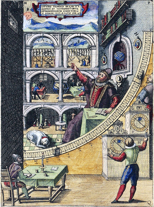 Tycho Brahe in his observatory at Uraniborg