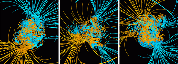 Simulations of magnetic field reversal in Earth's core