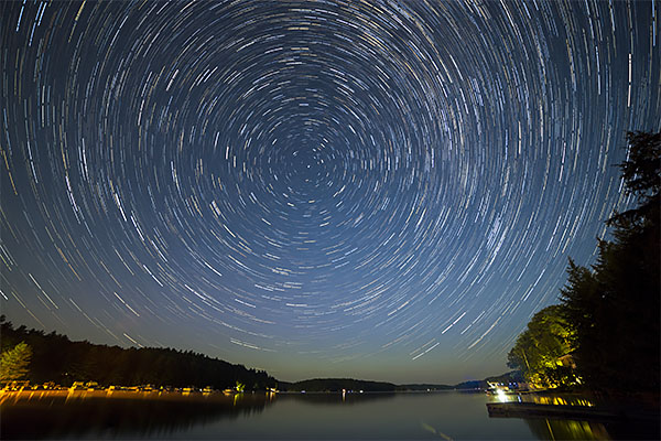 Star trails in the northern hemisphere