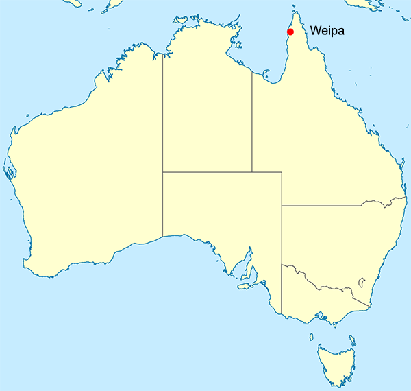 Site of Weipa in Australia