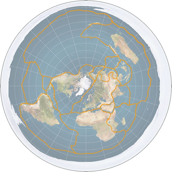 Earth's tectonic plates on a flat Earth