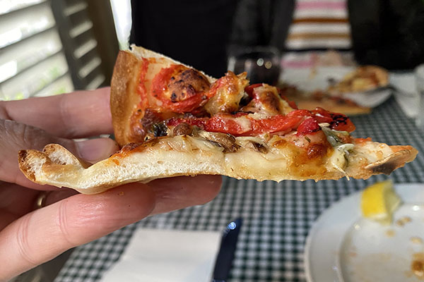 A rigid slice of pizza