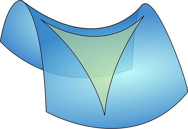 Saddle shaped surface with triangle