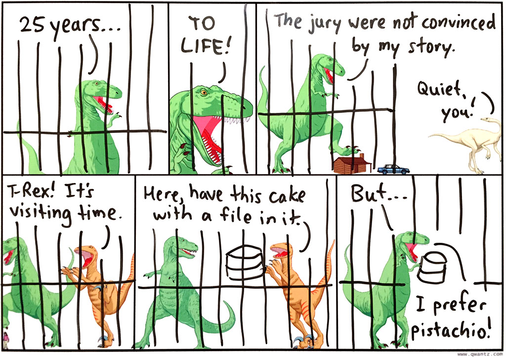 Doing bird - ha ha, it's funny 'cos birds descended from dinosaurs...