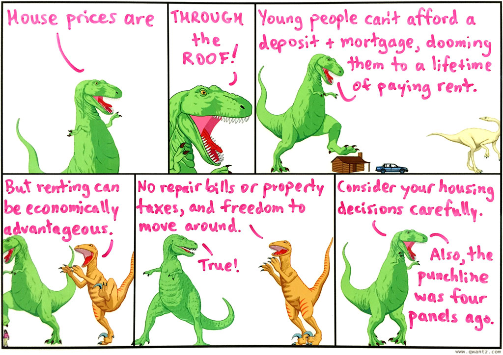 An impressively set up joke about the economics of finding a domestic dwelling