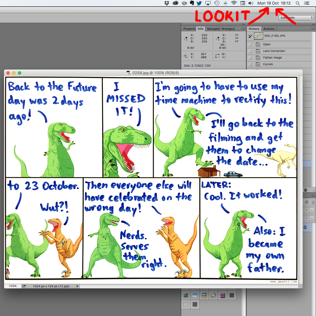 PROOF! Not Photoshopped. Okay, so that is Photoshop the file is open in, but we didn't mess with it, honest.