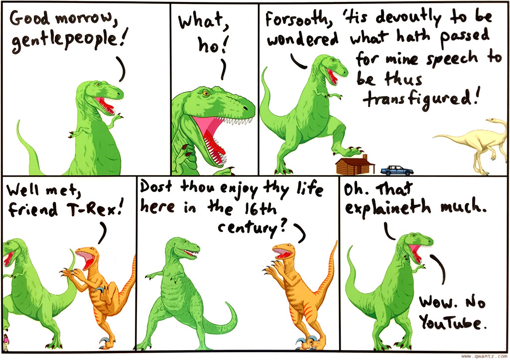 Dramatis personae: T-Rex - a Tyrannosaurus; Utahraptor - a Utahraptor