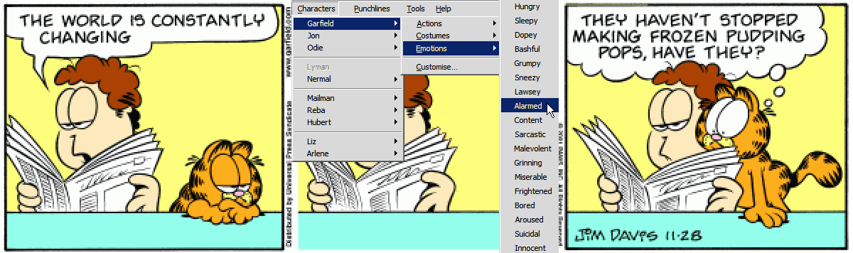 Garfield Menus Garfield