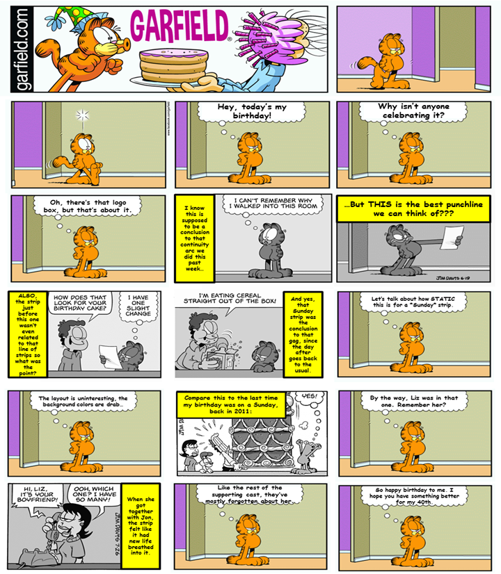 Garfield's Birthday Rant