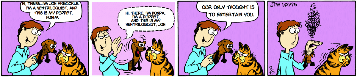 Garfield doesn't like sockpuppets