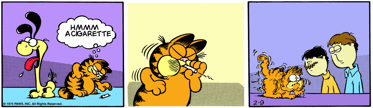 Garfield discovers cigarettes