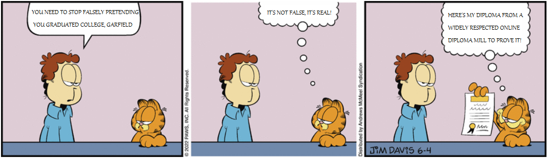 Garfield Plus Fake Diploma