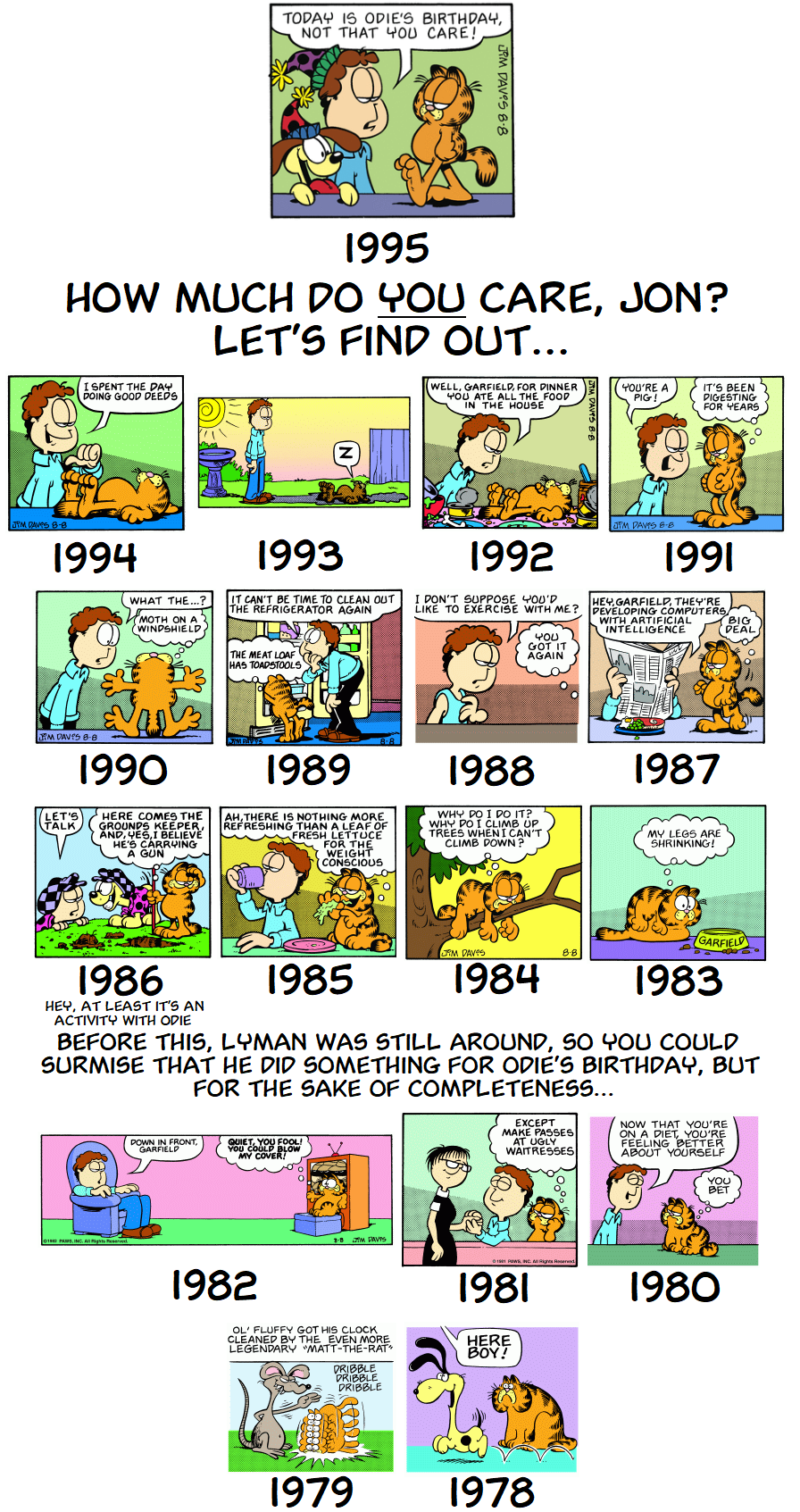 Odie's Birthday, Part 1: 1995 to 1978