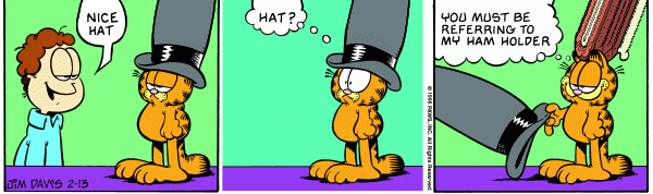 Garfield plus a hat of indeterminate height