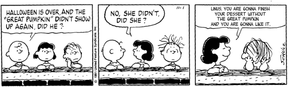 Linus' dessert without the Great Pumpkin